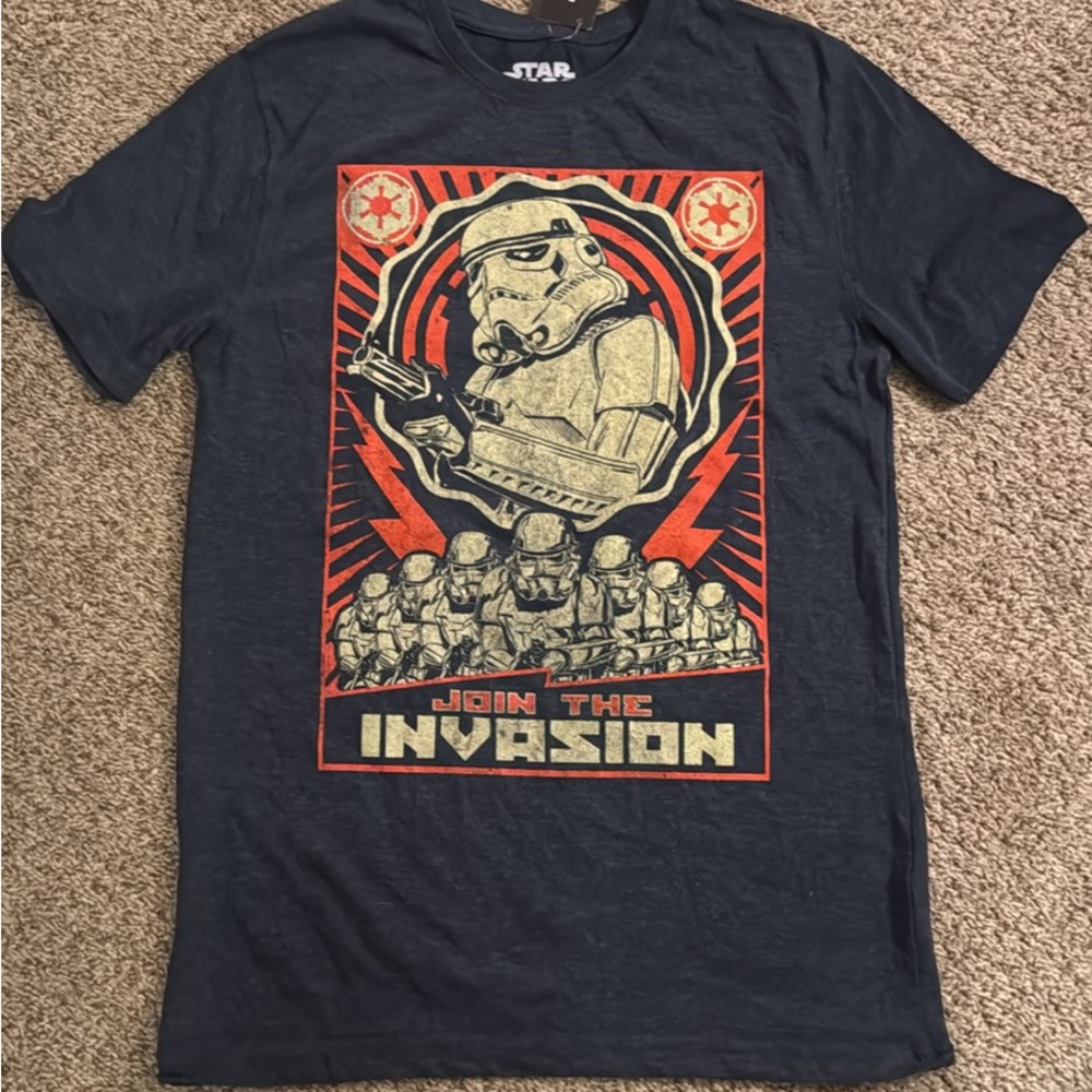 Disney Star Wars Navy Tee with Red and Cream Stormtrooper Graphic